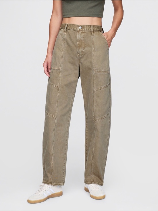GAP Denim - GAP High Rise Barrel Jeans - Flannel Taupe Beige - 27 | 4P